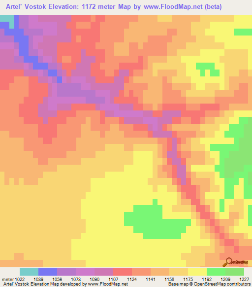 Artel' Vostok,Kazakhstan Elevation Map