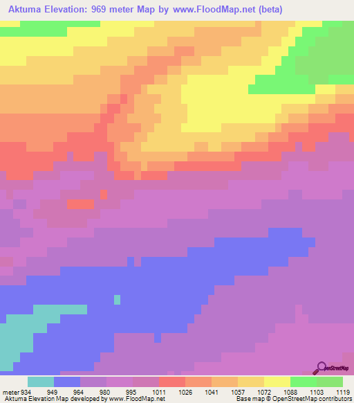 Aktuma,Kazakhstan Elevation Map