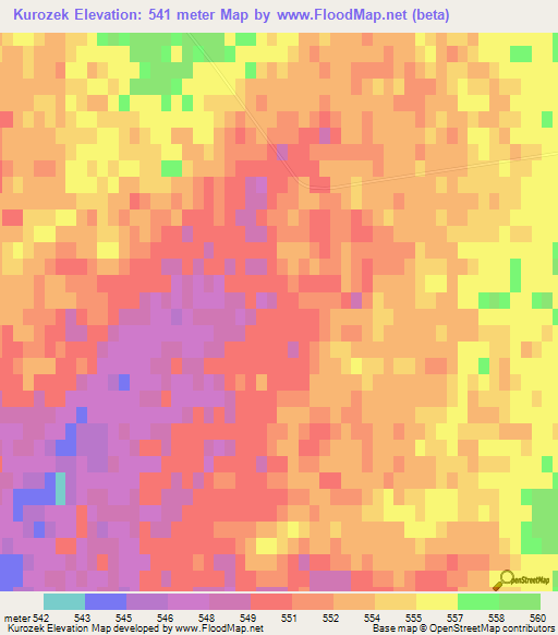 Kurozek,Kazakhstan Elevation Map