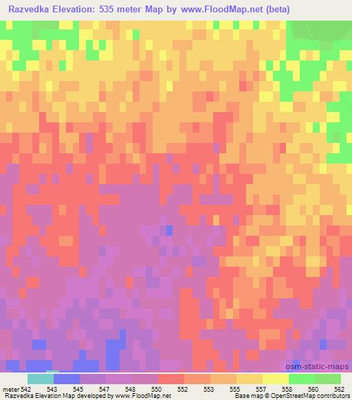 Razvedka,Kazakhstan Elevation Map