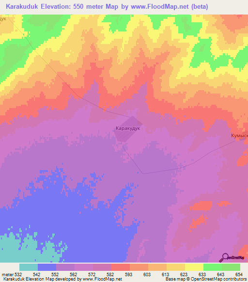 Karakuduk,Kazakhstan Elevation Map