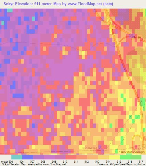 Sokyr,Kazakhstan Elevation Map