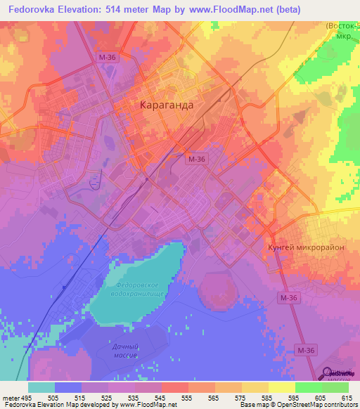 Fedorovka,Kazakhstan Elevation Map
