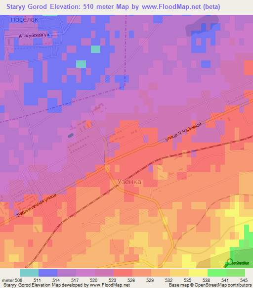 Staryy Gorod,Kazakhstan Elevation Map