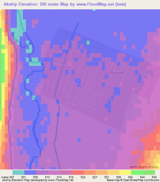 Akshiy,Kazakhstan Elevation Map