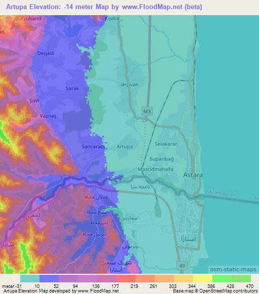 Artupa,Azerbaijan Elevation Map
