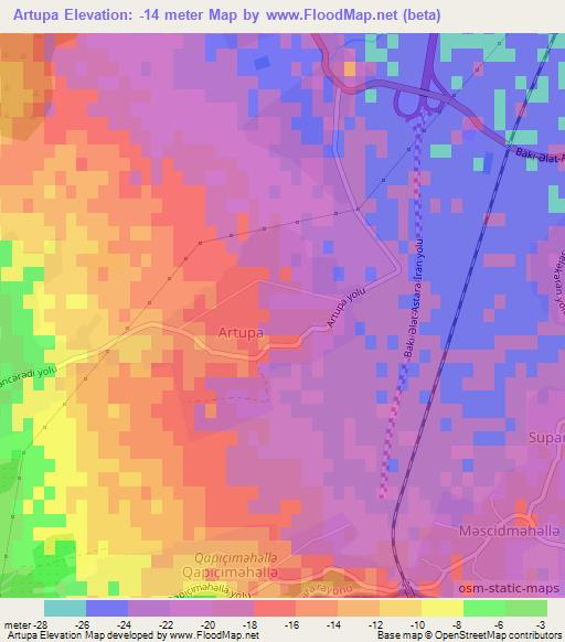 Artupa,Azerbaijan Elevation Map