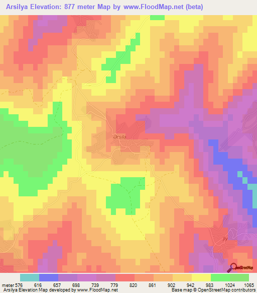Arsilya,Azerbaijan Elevation Map