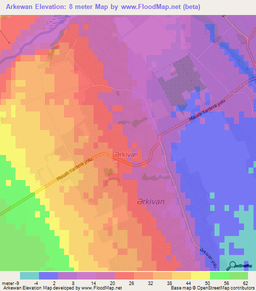 Arkewan,Azerbaijan Elevation Map