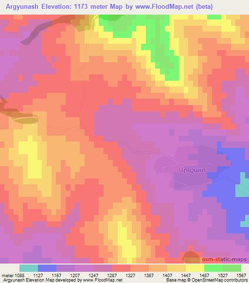 Argyunash,Azerbaijan Elevation Map