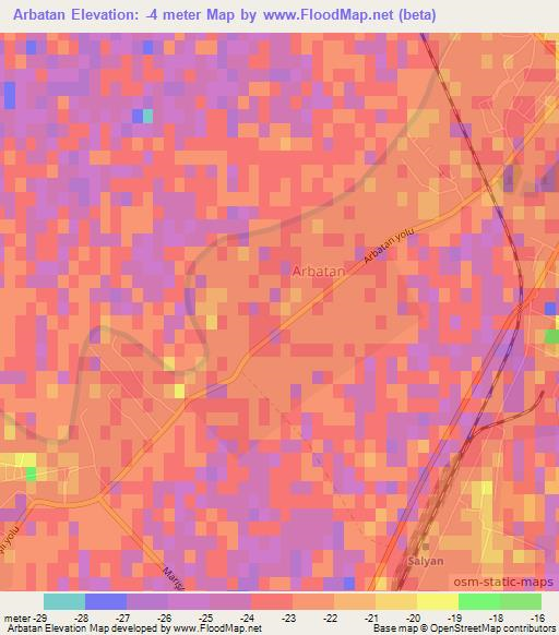 Arbatan,Azerbaijan Elevation Map