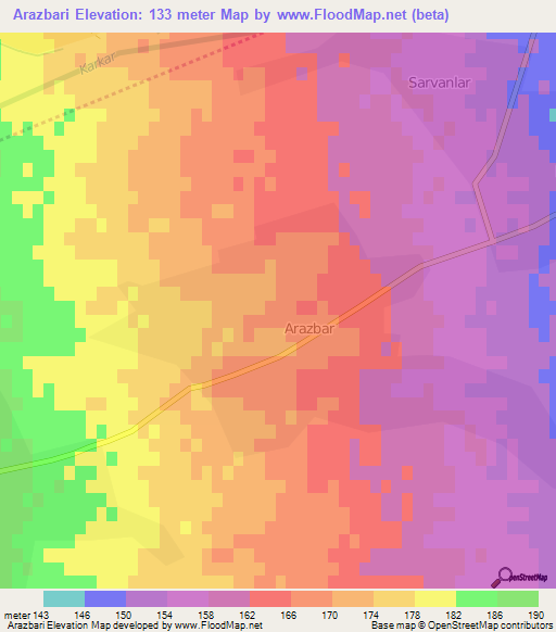 Arazbari,Azerbaijan Elevation Map