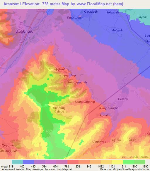 Aranzami,Azerbaijan Elevation Map