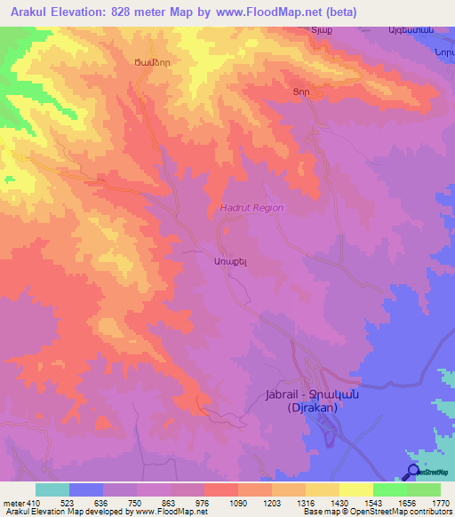 Arakul,Azerbaijan Elevation Map
