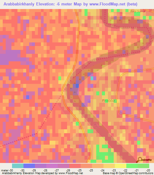 Arabbabirkhanly,Azerbaijan Elevation Map