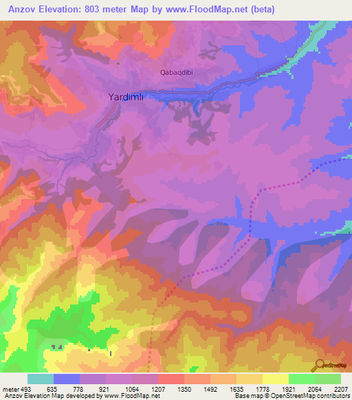 Anzov,Azerbaijan Elevation Map