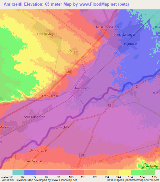 Amirzeitli,Azerbaijan Elevation Map