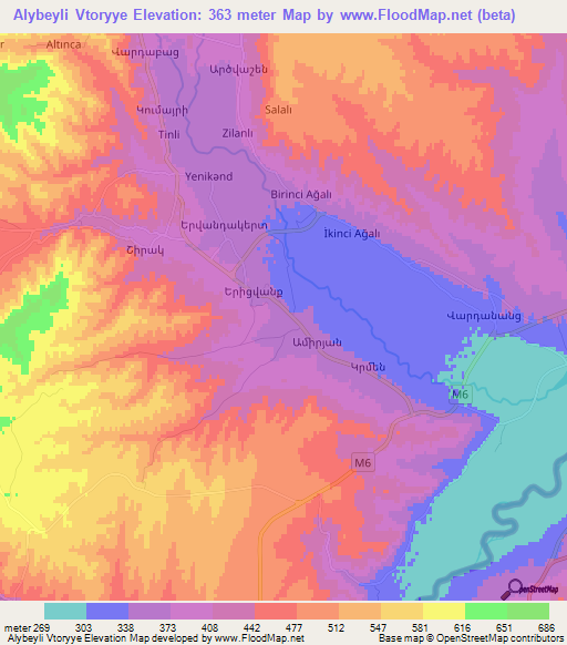 Alybeyli Vtoryye,Azerbaijan Elevation Map