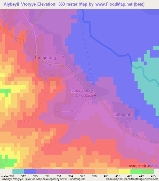 Alybeyli Vtoryye,Azerbaijan Elevation Map