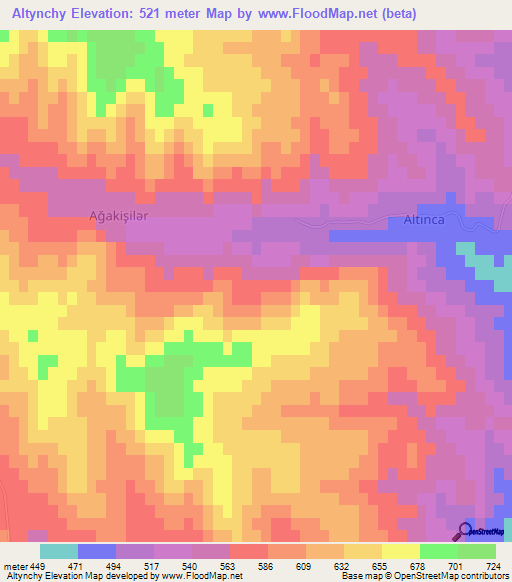 Altynchy,Azerbaijan Elevation Map