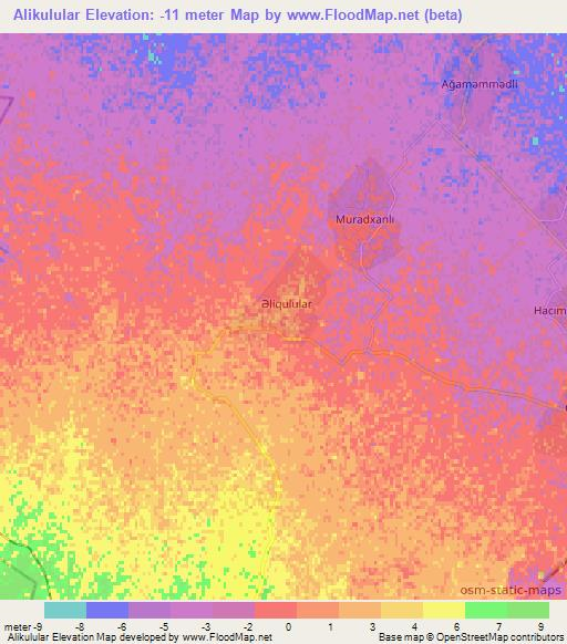 Alikulular,Azerbaijan Elevation Map