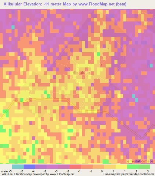 Alikulular,Azerbaijan Elevation Map