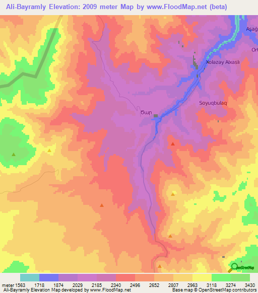 Ali-Bayramly,Azerbaijan Elevation Map