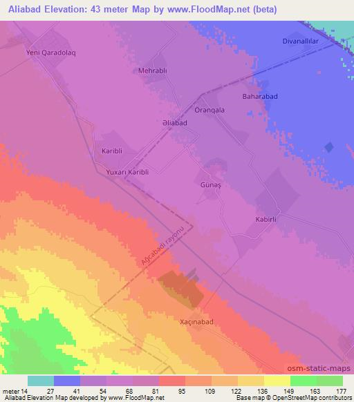 Aliabad,Azerbaijan Elevation Map