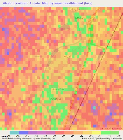 Alcali,Azerbaijan Elevation Map