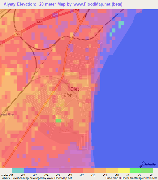 Alyaty,Azerbaijan Elevation Map