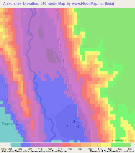 Alakurshak,Azerbaijan Elevation Map