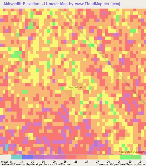 Akhverdili,Azerbaijan Elevation Map