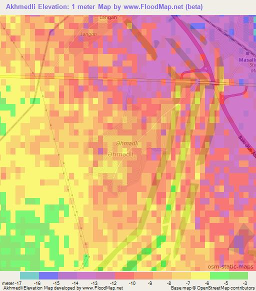 Akhmedli,Azerbaijan Elevation Map