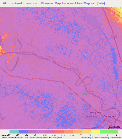 Akhmazkend,Azerbaijan Elevation Map