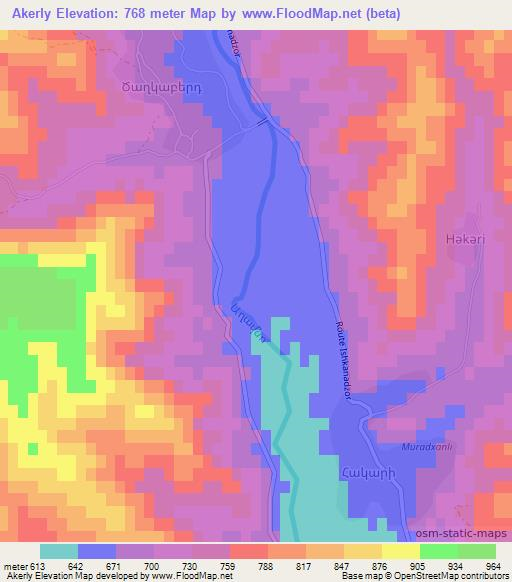 Akerly,Azerbaijan Elevation Map