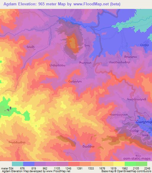 Agdam,Azerbaijan Elevation Map