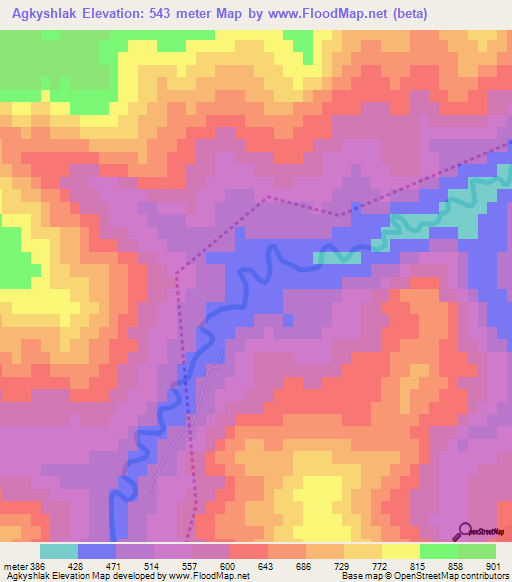 Agkyshlak,Azerbaijan Elevation Map