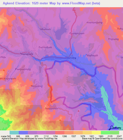 Agkend,Azerbaijan Elevation Map