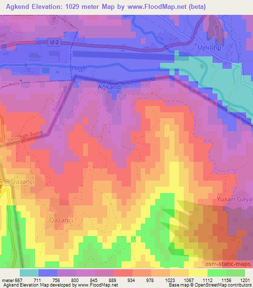 Agkend,Azerbaijan Elevation Map
