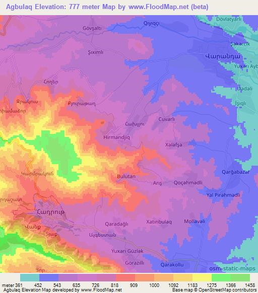 Agbulaq,Azerbaijan Elevation Map