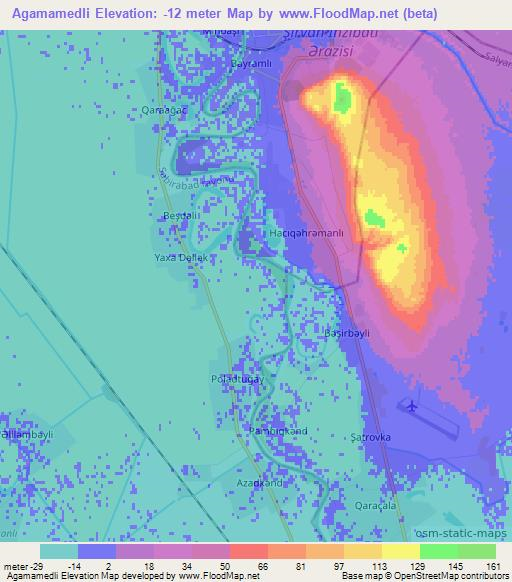 Agamamedli,Azerbaijan Elevation Map