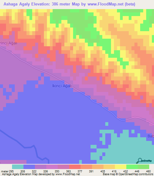 Ashaga Agaly,Azerbaijan Elevation Map