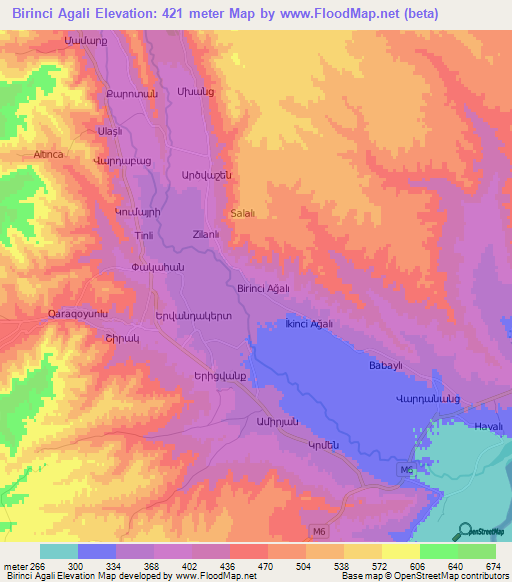 Birinci Agali,Azerbaijan Elevation Map