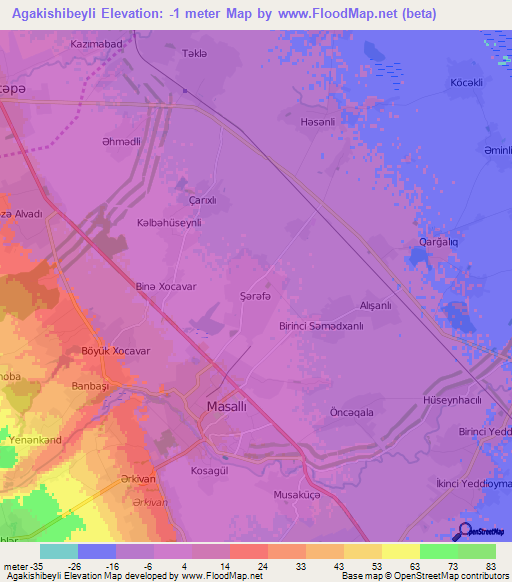 Agakishibeyli,Azerbaijan Elevation Map