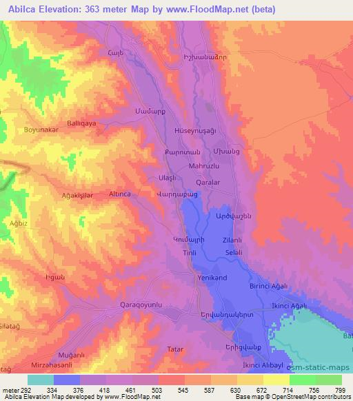 Abilca,Azerbaijan Elevation Map