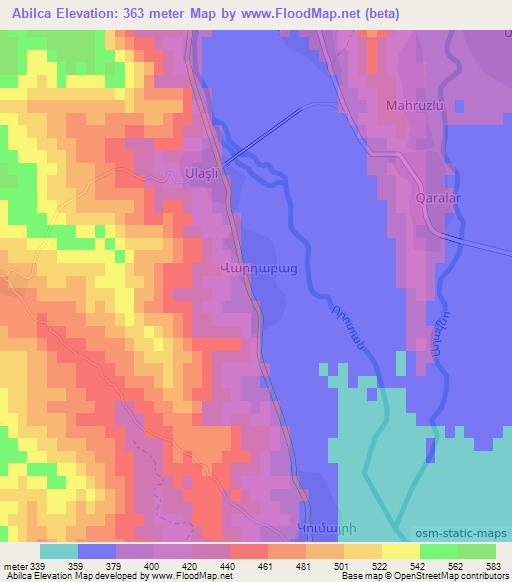 Abilca,Azerbaijan Elevation Map