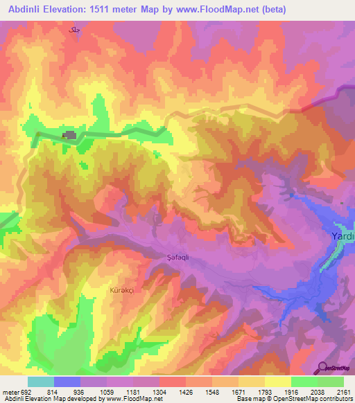 Abdinli,Azerbaijan Elevation Map