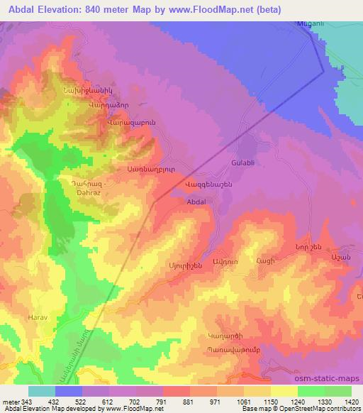 Abdal,Azerbaijan Elevation Map