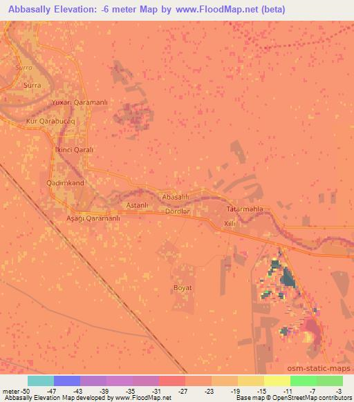 Abbasally,Azerbaijan Elevation Map