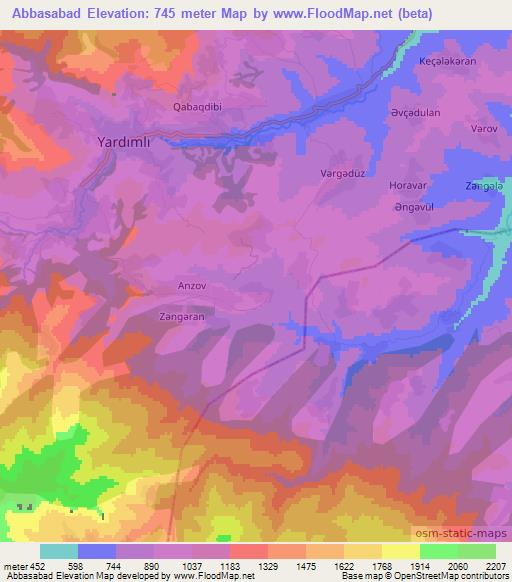 Abbasabad,Azerbaijan Elevation Map